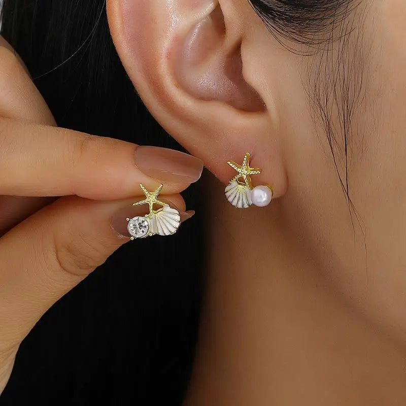 Beach Pearl Conch Shell Earrings