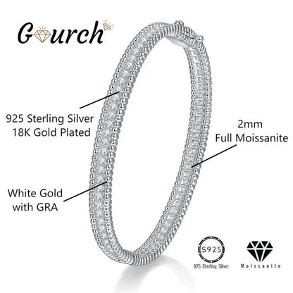 2mm Moissanite Bracelet in 925 Sterling Silver 18K Gold Plated