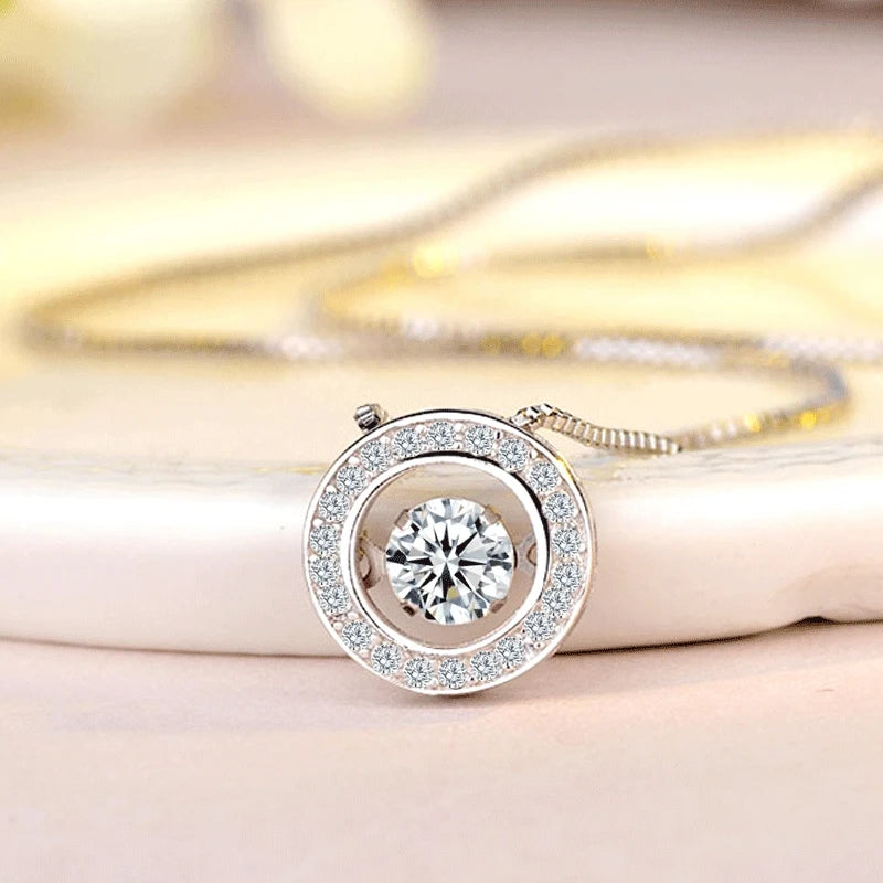 S925 Round Rotatable Zircon Pendant
