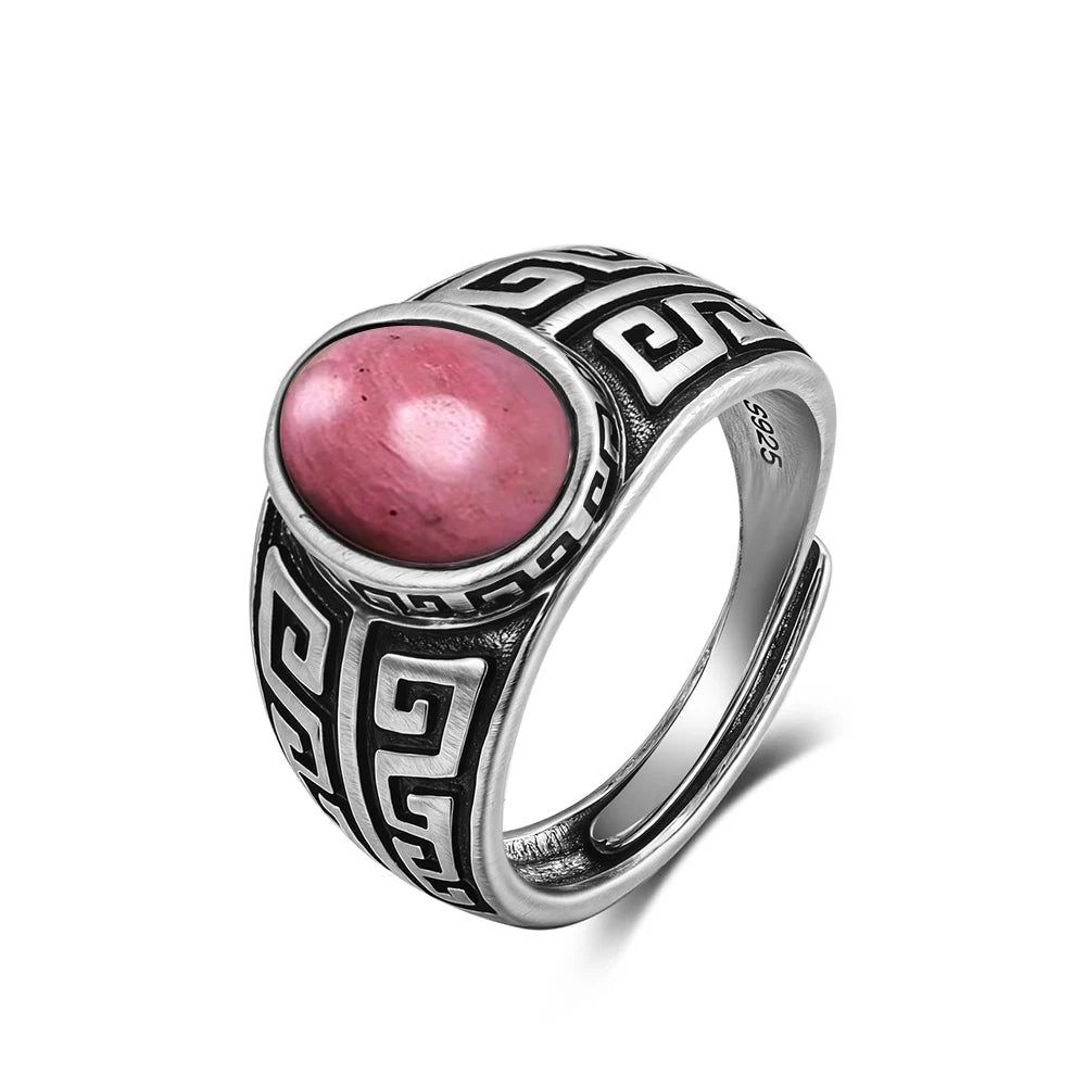 Vintage S925 Sterling Silver Ring with Natural Moonstone Stone