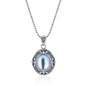 925 Sterling Silver Vintage Fashion Oval Moonstone Zircon