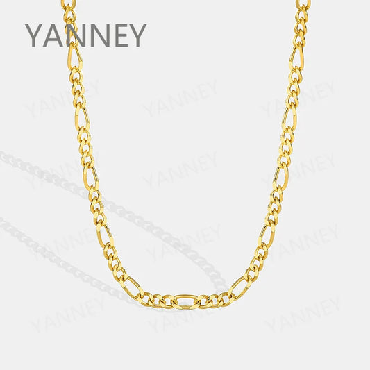 4mm 925 Silver 18K Gold Figaro Necklace