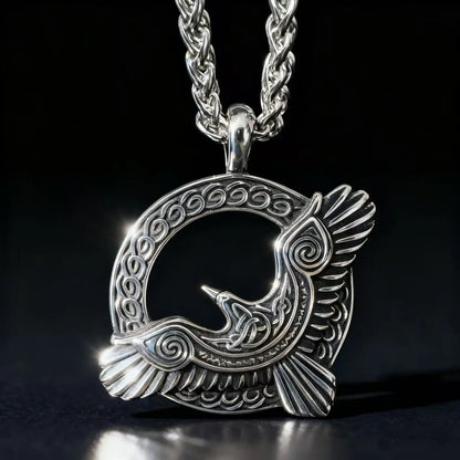 Celtic Art Crow Pendant Necklace