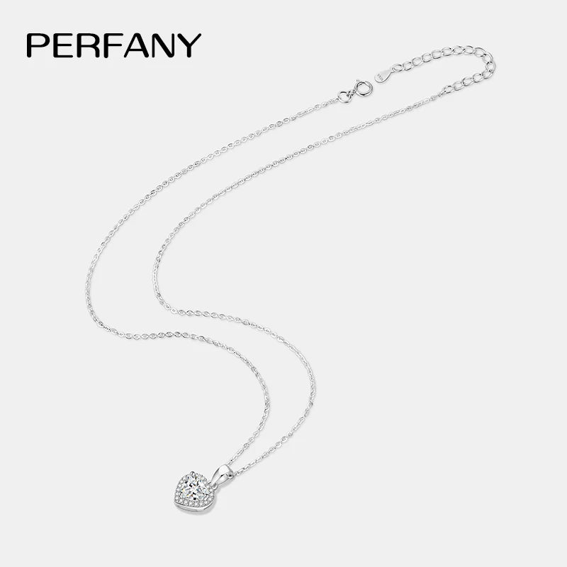 1CT Heart Cut Moissanite Necklace 925 Silver