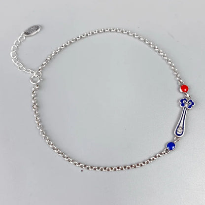 S925 Ethnic Simple Enamel Colourful Ruyi Shape Anklet