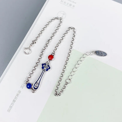 S925 Ethnic Simple Enamel Colourful Ruyi Shape Anklet
