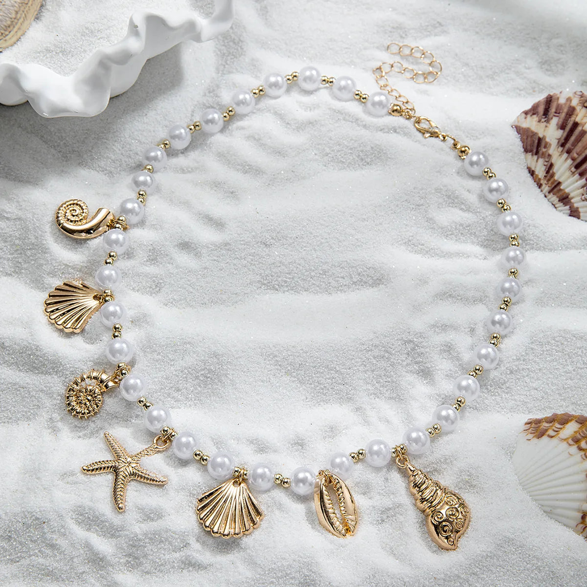 Bohemia Conch Starfish Imitation Pearl Necklace