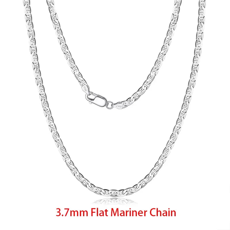 925 Sterling Silver Italian Flat Mariner Chain