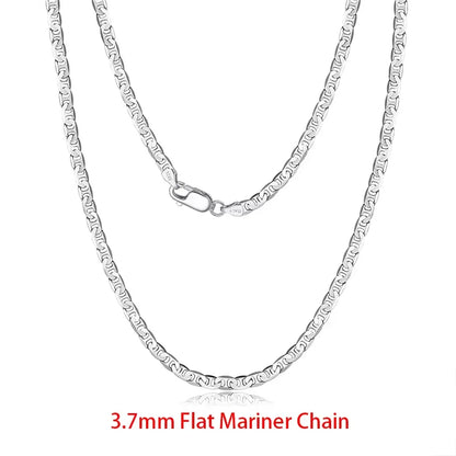 925 Sterling Silver Italian Flat Mariner Chain