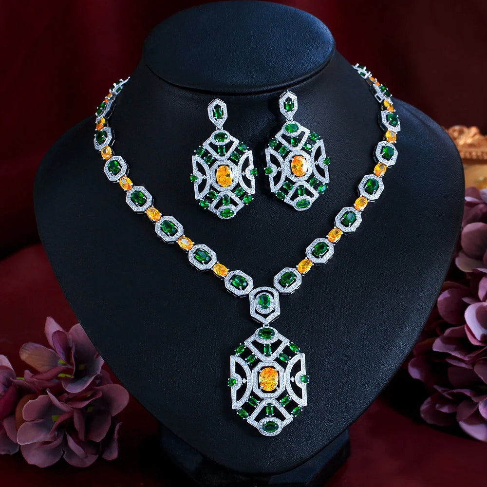 Yellow Green Cubic Zirconia Big Chunky Set