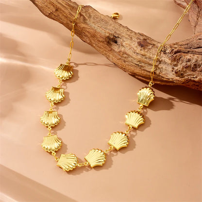 Stainless Golden Large Shell Necklace