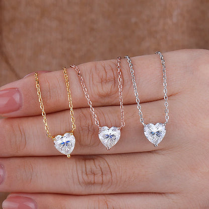 S925 Heart Cut Moissanite Pendant Necklace