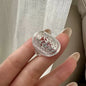 925 Sterling Silver Oval Flower Rings