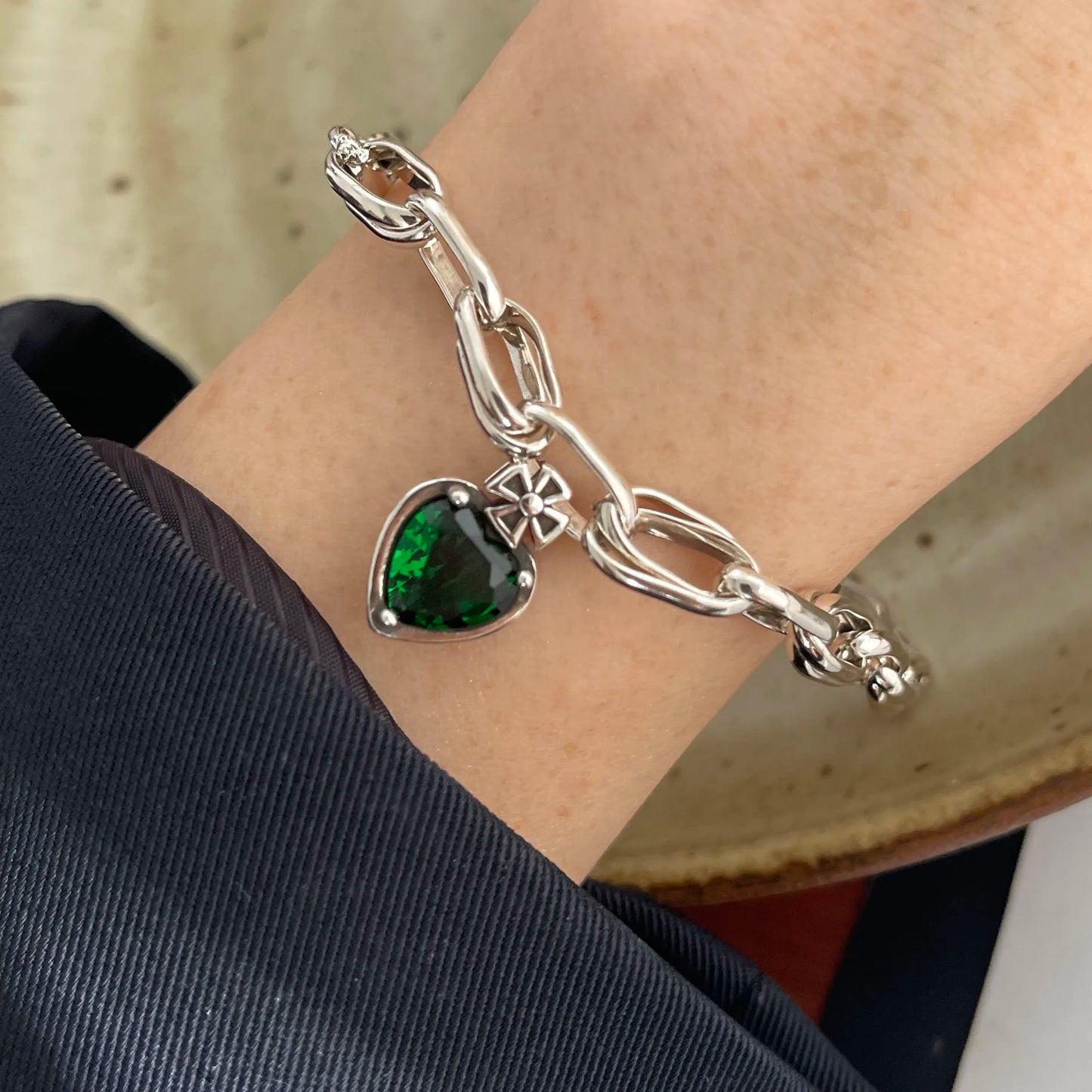 Heart Shape 925 Sterling Silver Bracelet
