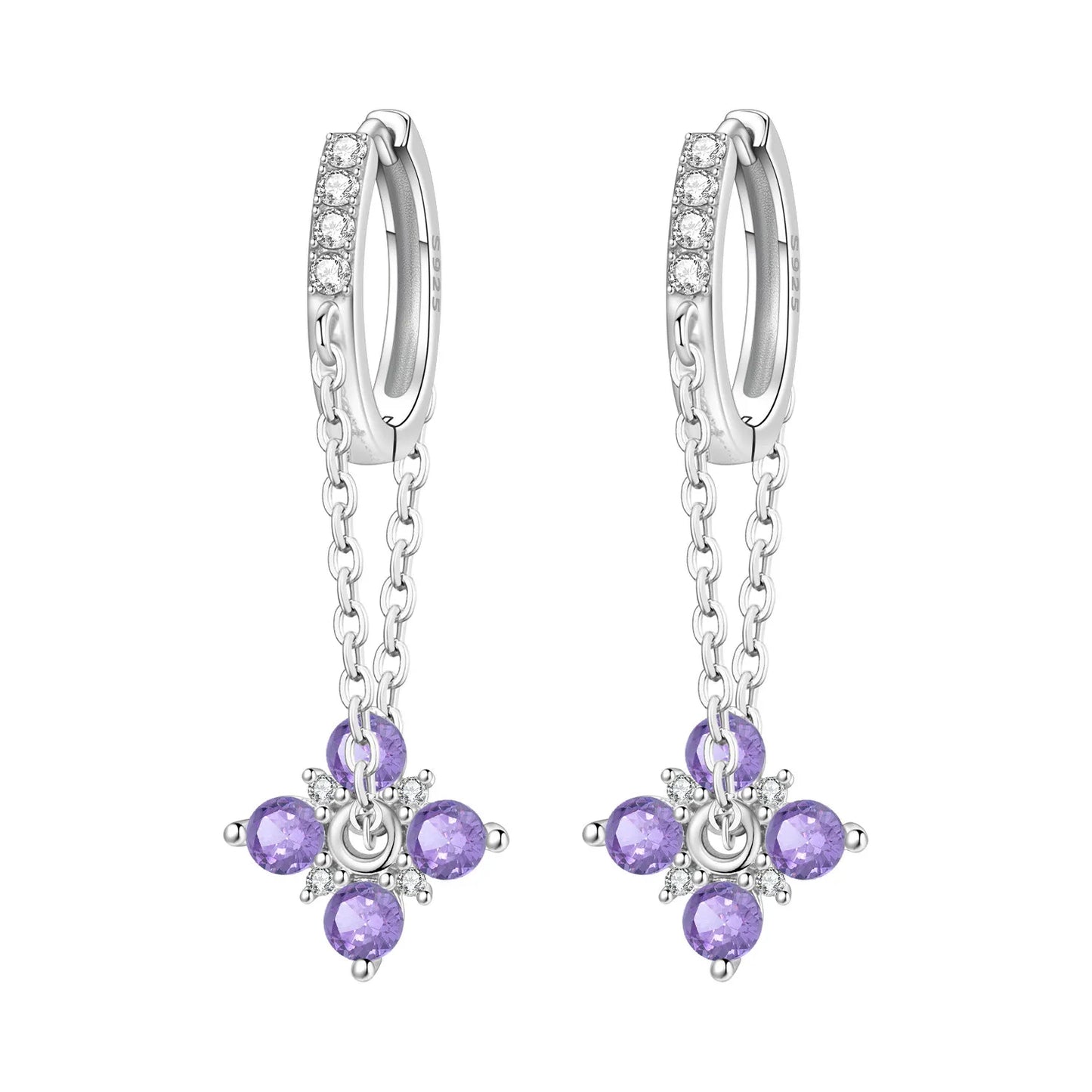 Original S925 Blue Iris Flower Earrings