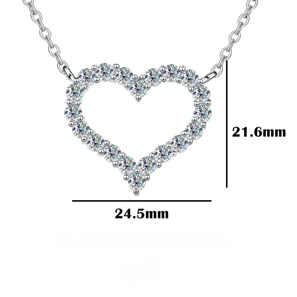 FEOBUR 2ct Moissanite Heart Pendant Necklace