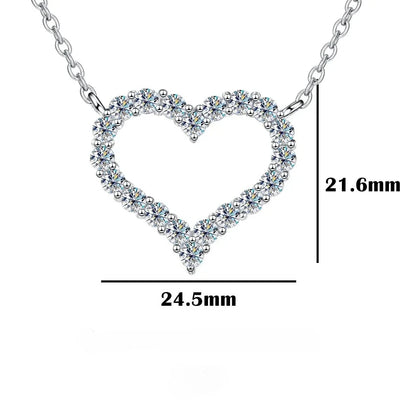 FEOBUR 2ct Moissanite Heart Pendant Necklace