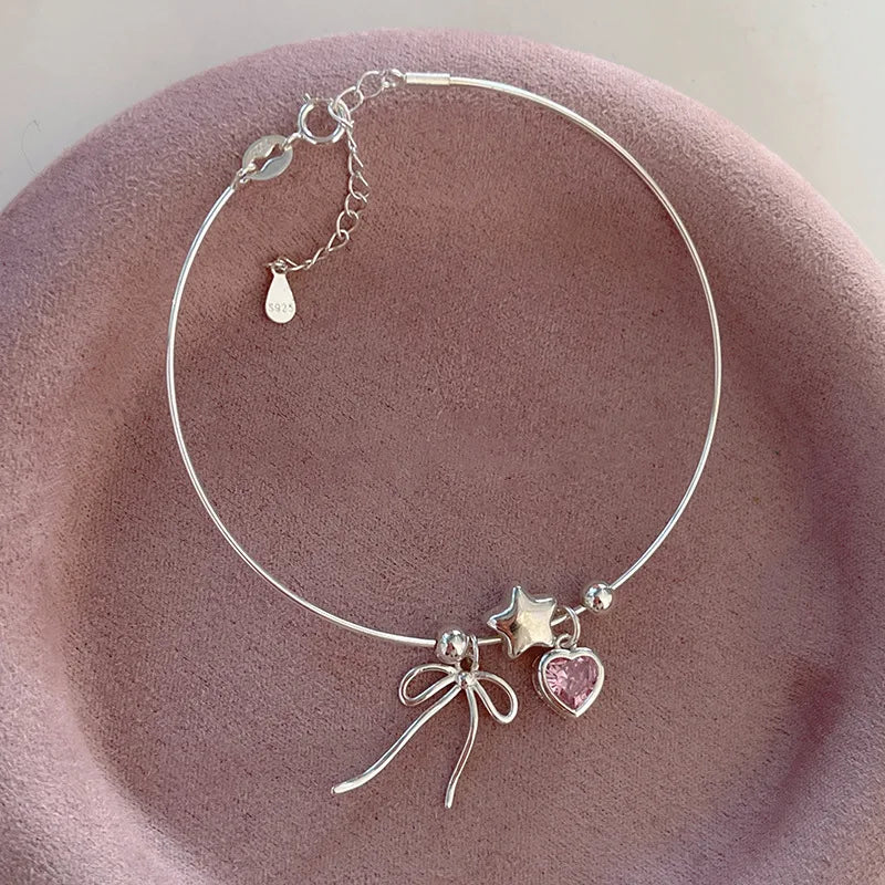 925 Sterling Silver Zircon Love Heart Bracelet