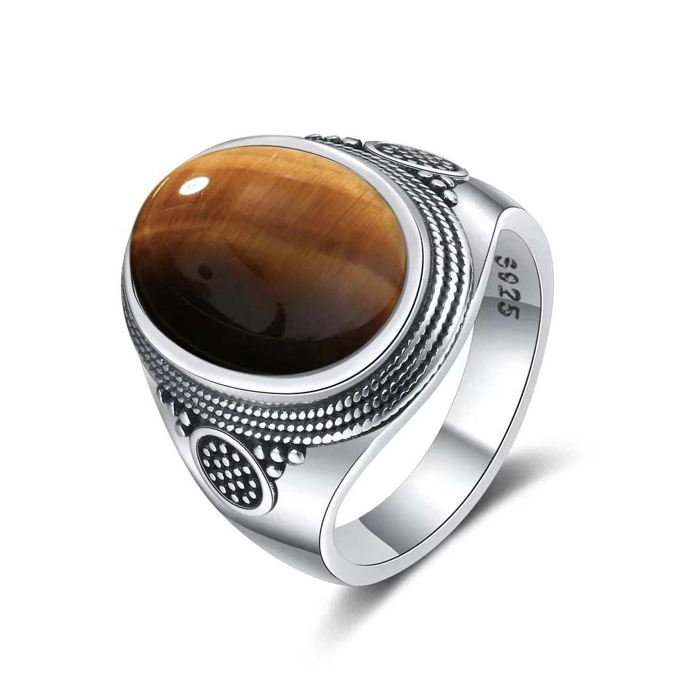 Vintage S925 Sterling Silver Ring with Natural Moonstone Stone