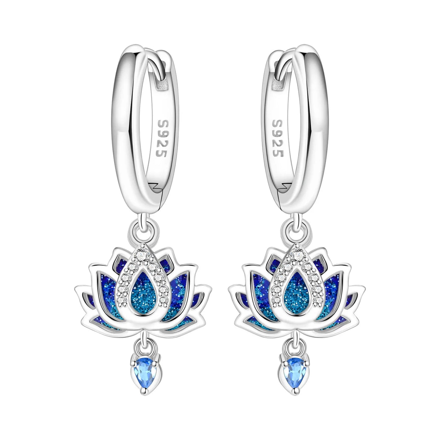 Original S925 Blue Iris Flower Earrings