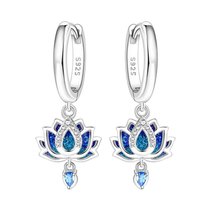 Original S925 Blue Iris Flower Earrings