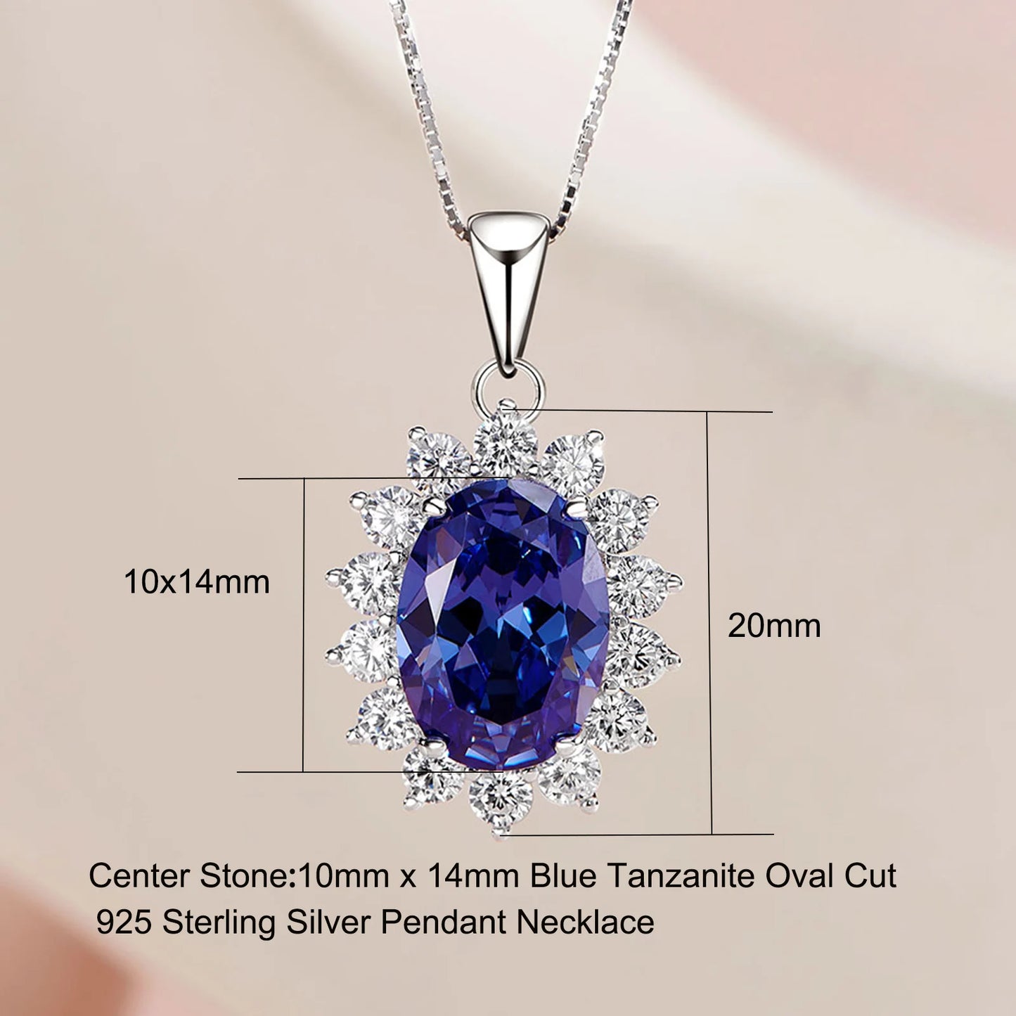 6.4 Ct Oval Shape Blue Zircon Pendant