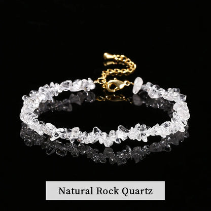 Amethyst Rock Quartz Crystal Stone Chip Bead Bracelet
