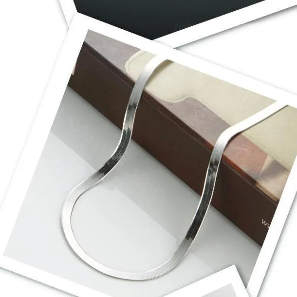 925 Silver Classic Flat Snake Bone Blade Chain