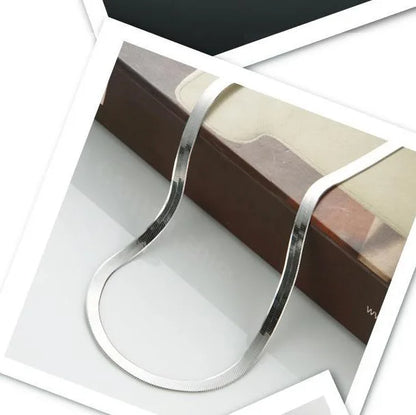 925 Silver Classic Flat Snake Bone Blade Chain