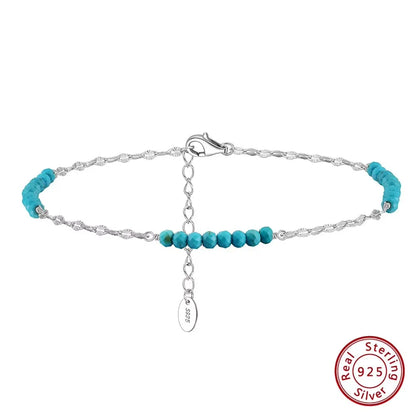 S925 Natural Turquoise Anklet