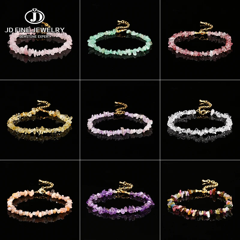 Amethyst Rock Quartz Crystal Stone Chip Bead Bracelet