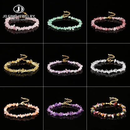Amethyst Rock Quartz Crystal Stone Chip Bead Bracelet