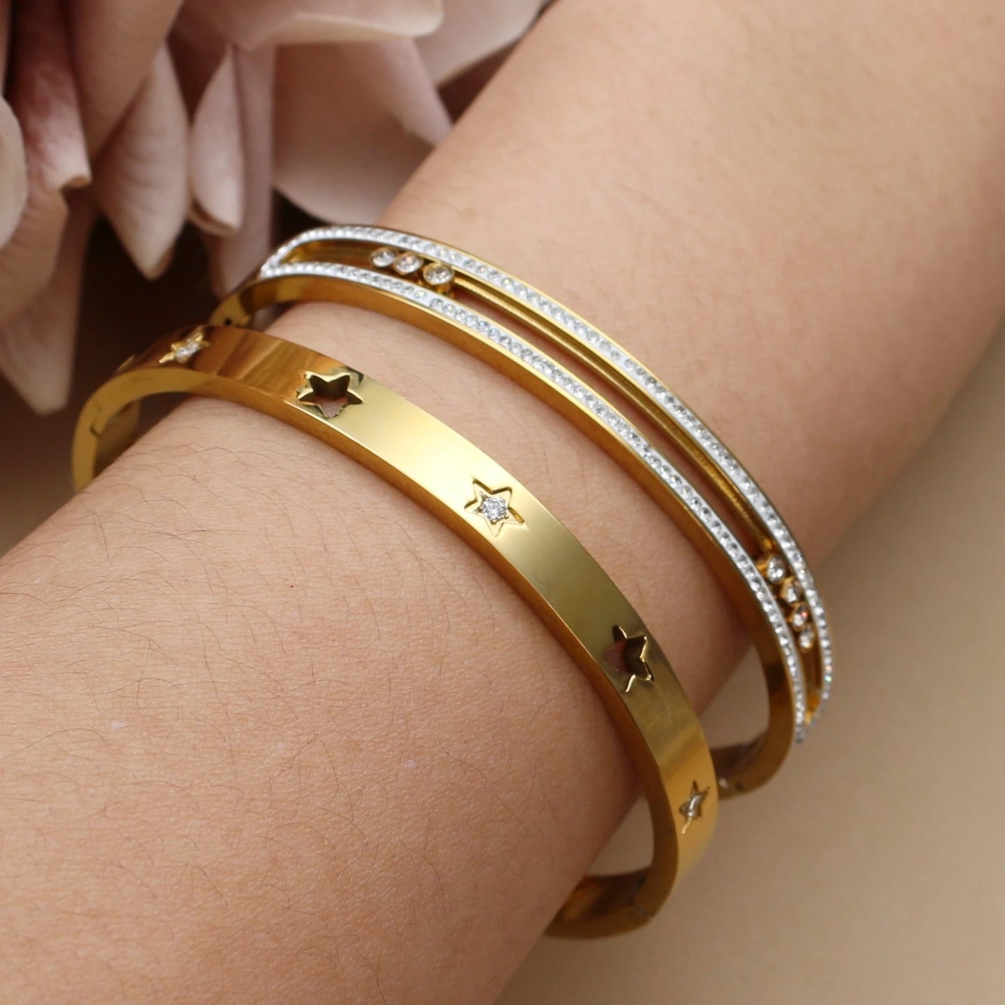 Stainless Steel Crystal Charm Bracelet