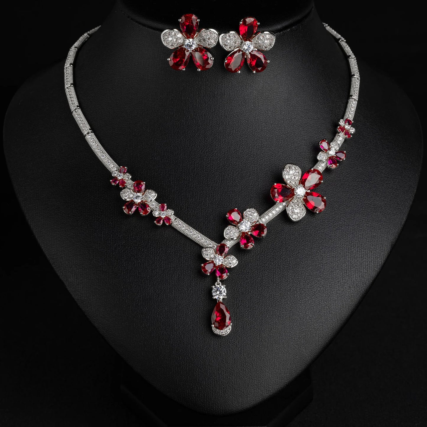 Stereo Sliver Colour Glamour Flower Jewelry Set