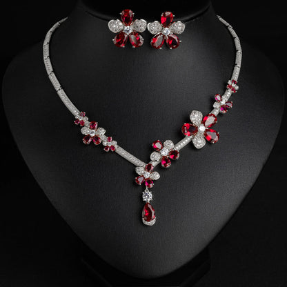 Stereo Sliver Colour Glamour Flower Jewelry Set