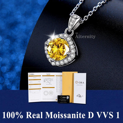 100% Moissanite Pendant Necklace D Colour