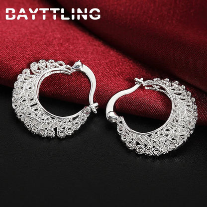 925 Sterling Silver Fine Hollow Round Hoop Earrings
