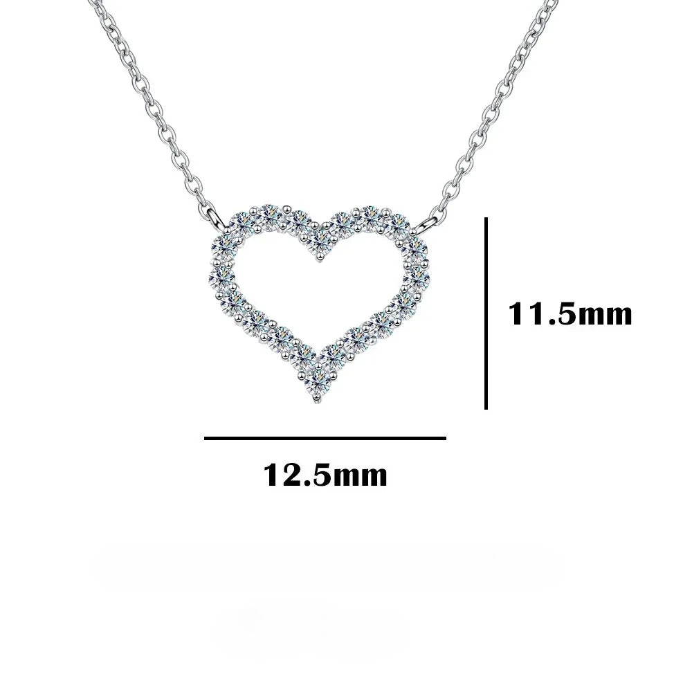 FEOBUR 2ct Moissanite Heart Pendant Necklace
