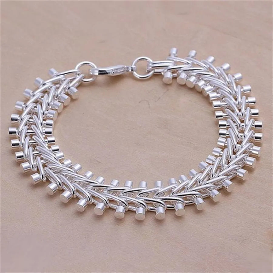 925 Sterling Silver Exquisite Solid Chain Bracelet