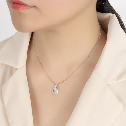 1-5CT Moissanite Necklace S925 Pure Silver Round