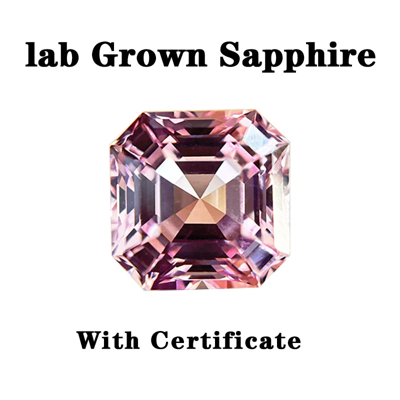 Lab Grown Sapphire, Pink Colour, Asscher Cut