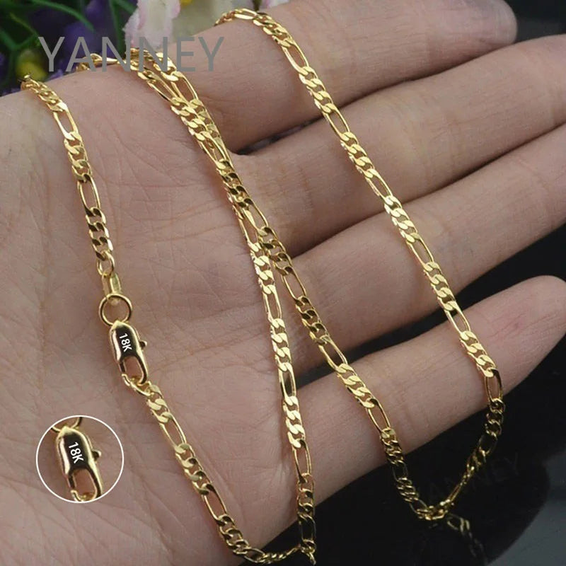 925 Silver 18K Gold 4mm Figaro Necklace