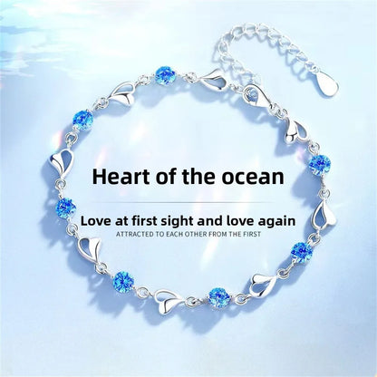925 Sterling Silver Heart Necklace & Bracelet Set