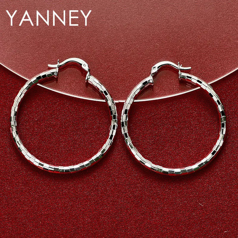 S925 40MM Fine Round Hoop Earrings