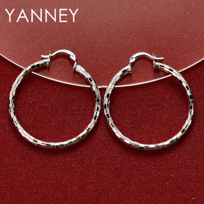 S925 40MM Fine Round Hoop Earrings