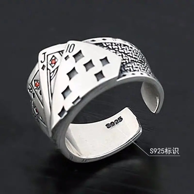 S925 Unique Poker Ring