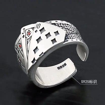 S925 Unique Poker Ring