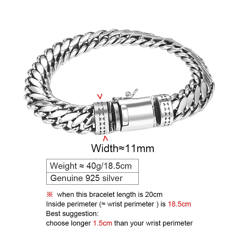 S925 Sterling Silver Punk Bracelet