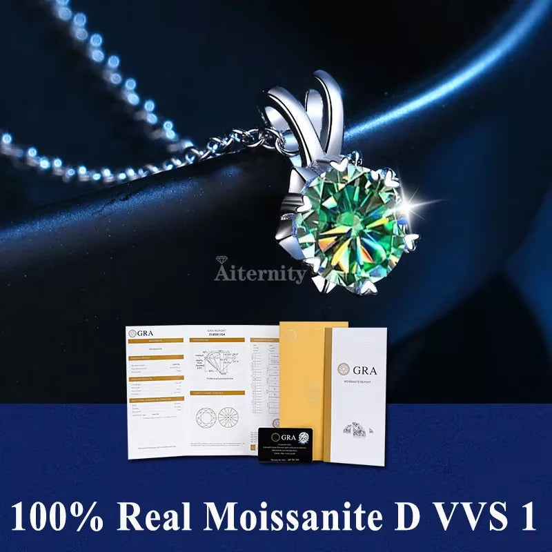 100% Moissanite Pendant Necklace D Colour