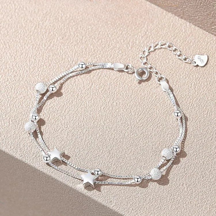 Fine 925 Sterling Silver Lucky Beads Bracelet